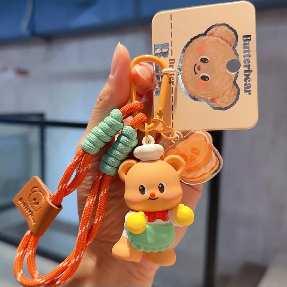 Butter Bear Keychain Pendant Cute Fashion Doll Creative Car Keychain Baker
